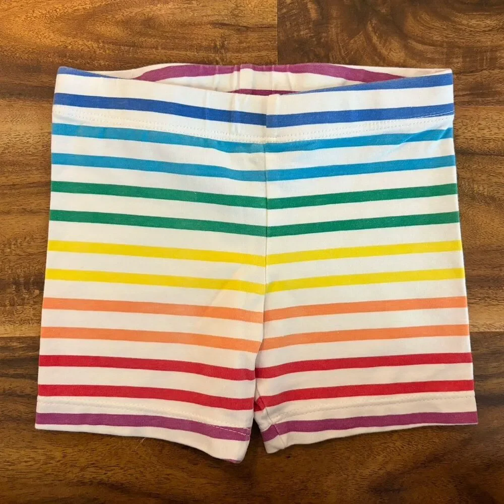 Primary Bike Shorts, Bright Rainbow Stripes, Size 2